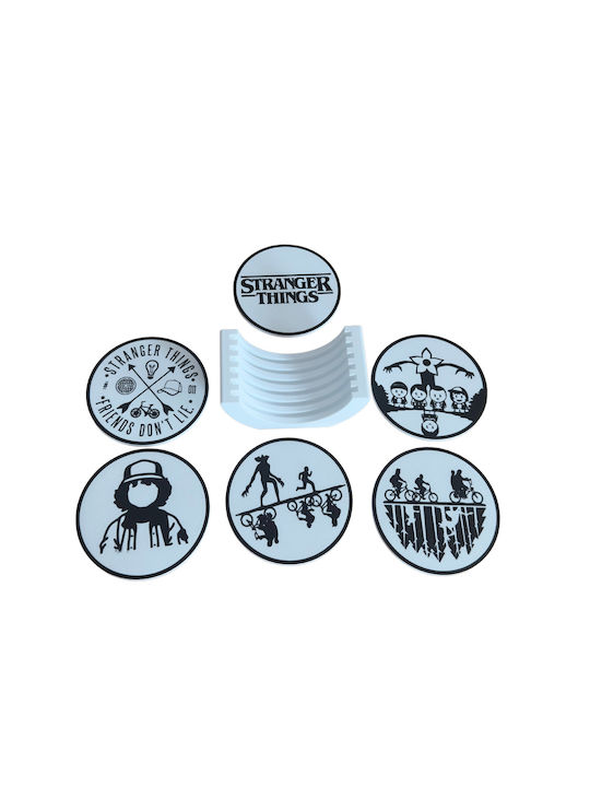 Stranger Things Coasters – Заоблено Сувенир Дърво Със стойка Кафяв 6бр