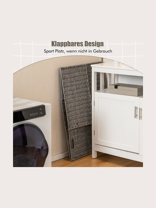 Costway Wäschekorb Korbweide Klappbar 10lt mit Deckel 57x33x62cm Grau