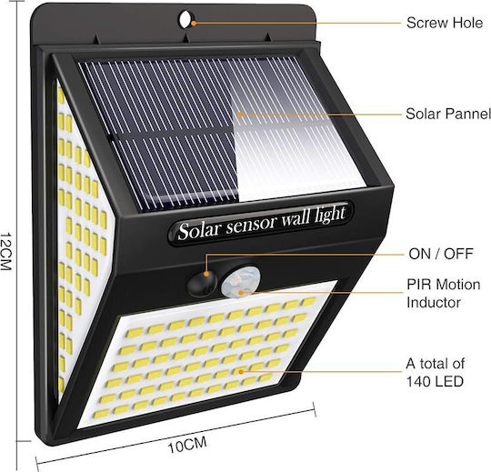 Superfire Wall Mounted Solar Light 30W 270lm with Motion Sensor IP55 12cmx4.8cmx10cmcm
