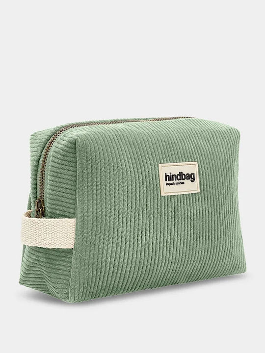 Hindbag Kulturbeutel Leon Mint Grüner Corduroy Kulturbeutel Organische Baumwolle