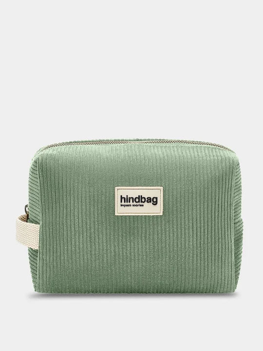Hindbag Kulturbeutel Leon Mint Grüner Corduroy Kulturbeutel Organische Baumwolle
