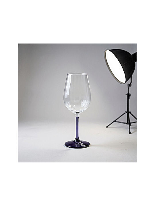 Domumart Set de pahare pentru Vin Alb din Cristal în Culoarea Violet Cu picior 350ml 6buc