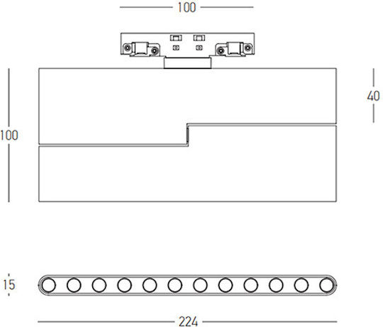 25121 Magnetic Grille Lighting Magnetic Rails 3mm 12W 3000K Triac Dali Bronze