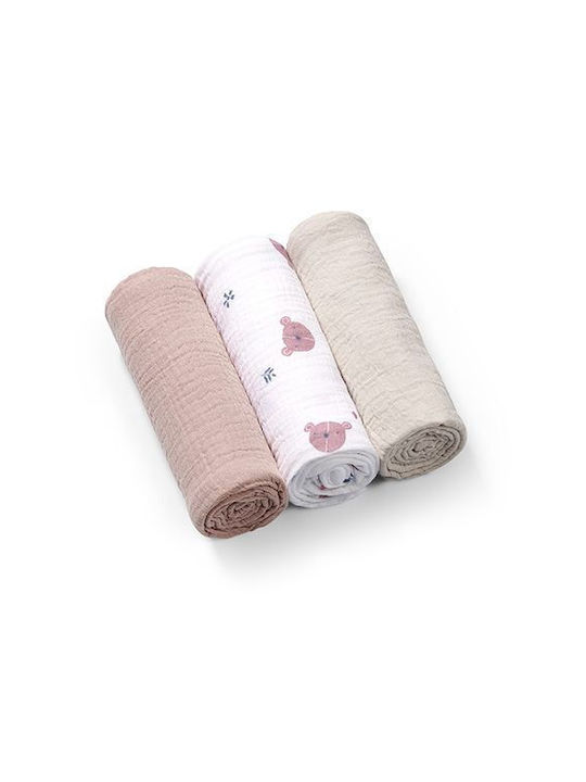 Babyono Muslin Swaddle Wraps 70x70cm. 3pcs