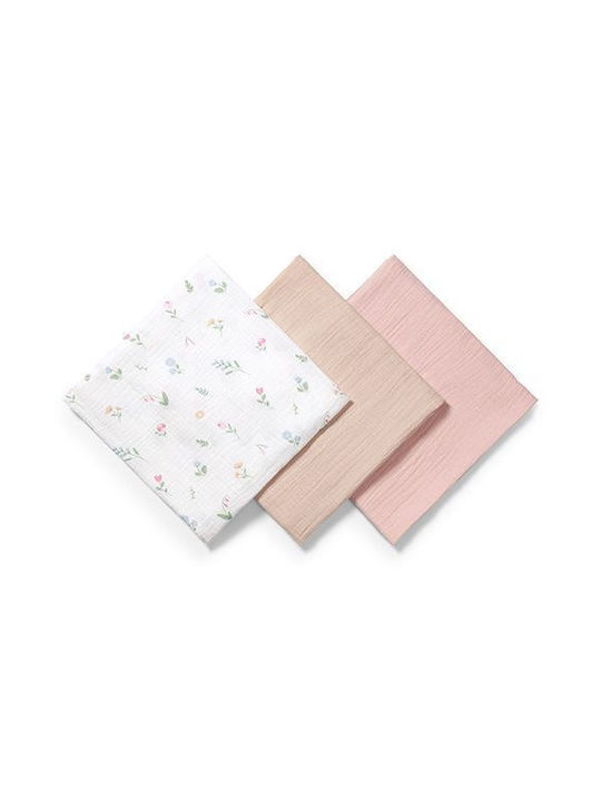 Babyono Muslin Swaddle Blankets Pink 70x70cm 3 Pieces