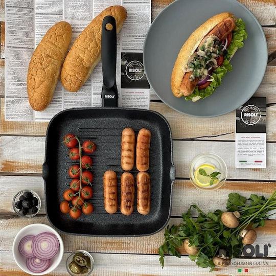 Risoli Blackplus Grill made of Cast Aluminum with Stone Coating Black 26cm
