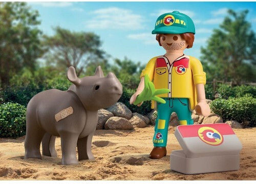 Playmobil Duo-Pack Φροντιστής Ζώων και Ρινόκερος für 4+ Jahre Jahre