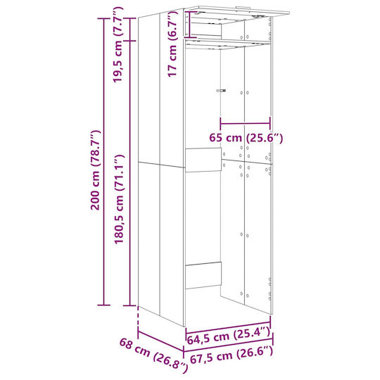 vidaXL Ντουλάπι Μπάνιου Πλυντηρίου 67.5x68x200cm Δρυς