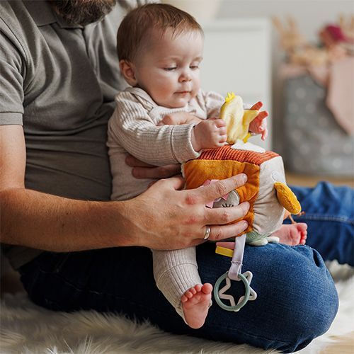 Babyono Baby Aktivitätsspielzeug Würfel Nature aus Stoff mit Sounds für Neugeborene