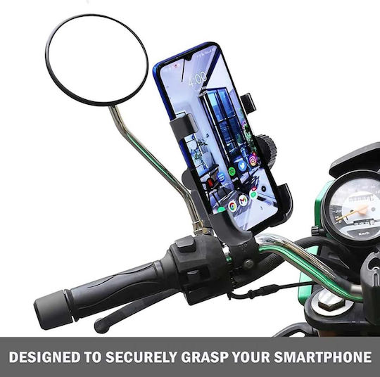 Βάση Smartphone Καθρέπτη Μοτοσικλέτας Φόρτιση Usb Ασημί
