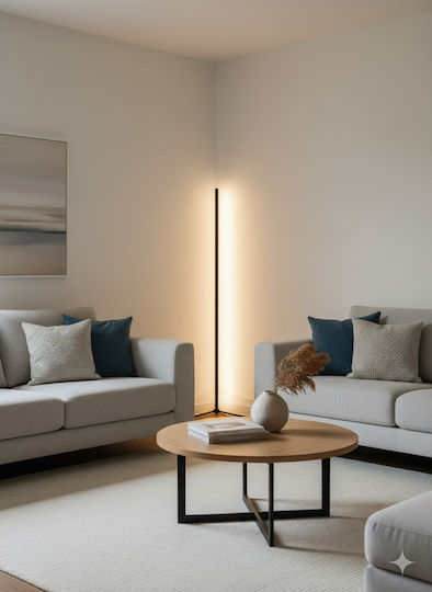 GloboStar LED Floor Lamp H150xW3cm. with Warm White Light 2880lm Black