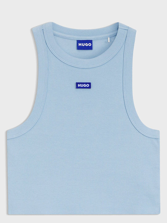 Γυναικείο Crop Top Βαμβακερό Αμάνικο Light Blue