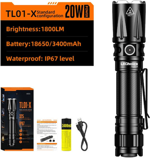 Ledholics Flashlight LED IP67 with Maximum Brightness 1800lm