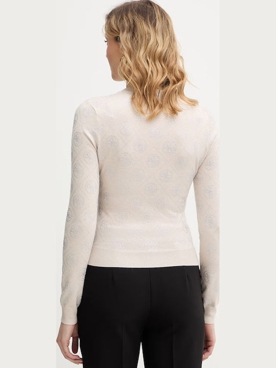 Women's Long Sleeve Woolen Beige Sweater