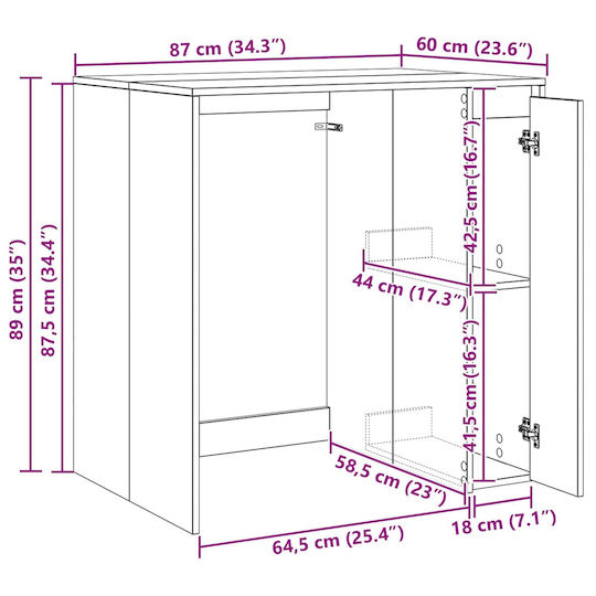 vidaXL Ντουλάπι Μπάνιου Πλυντηρίου 87x60x89cm Γκρι