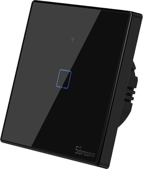 Sonoff T3 Eu Tx 1c Διακόπτης Τοίχου Αφής Wi-Fi Μονός με Πλαίσιο Μαύρος