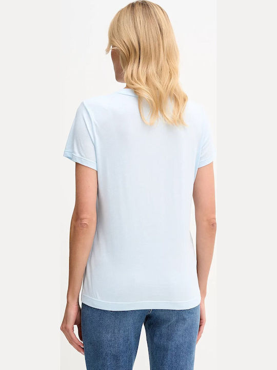 Damen Bluse Baumwolle Kurzärmelig Light Blue