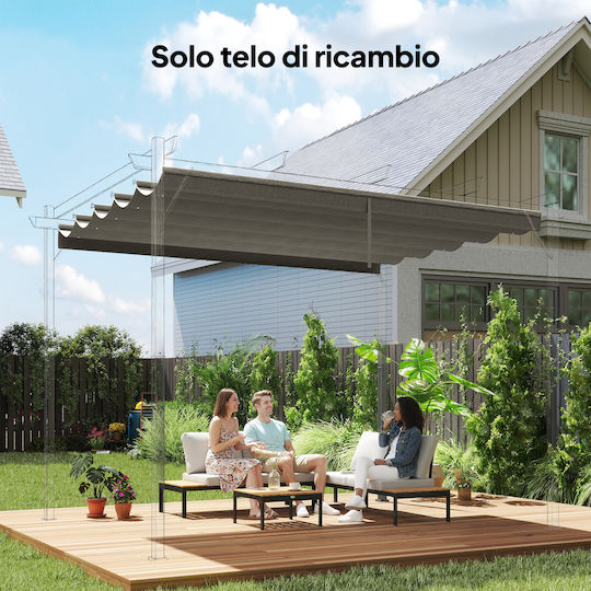 Outsunny Ανταλλακτικό Ύφασμα Ομπρέλας Γκρι 3x3m
