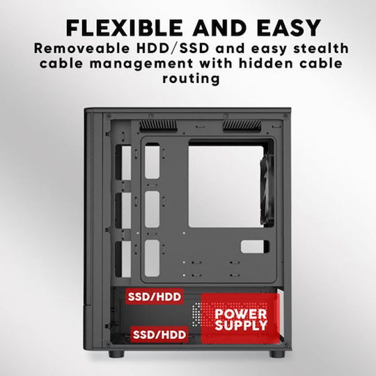 Armaggeddon Deepfreeze Duplex 2 ARGB-C Gaming Micro Tower Computer Case with Side Window Black