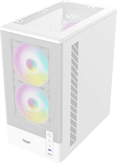 Armaggeddon DF-DUPLEX2-CHRW Gaming Micro Tower Κουτί Υπολογιστή με Πλαϊνό Παράθυρο Λευκό