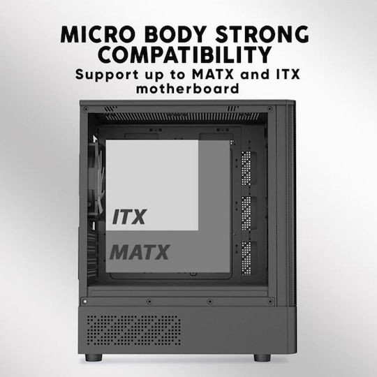 Armaggeddon Deepfreeze Duplex 2 ARGB-C Gaming Micro Tower Computer Case with Side Window Black
