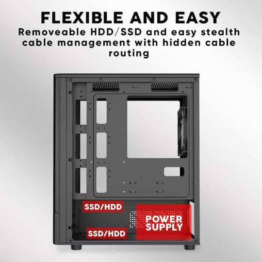Armaggeddon DF-DUPLEX2-CHRW Gaming Micro Tower Κουτί Υπολογιστή με Πλαϊνό Παράθυρο Λευκό