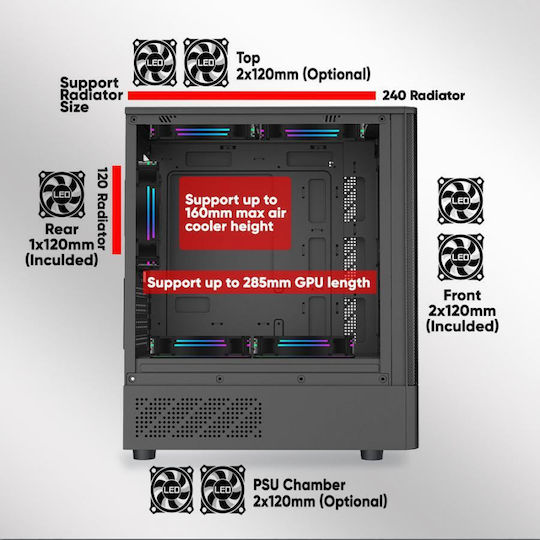 Armaggeddon Deepfreeze Duplex 2 Chroma Gaming Micro Tower Κουτί Υπολογιστή με Πλαϊνό Παράθυρο και RGB Φωτισμό Μαύρο