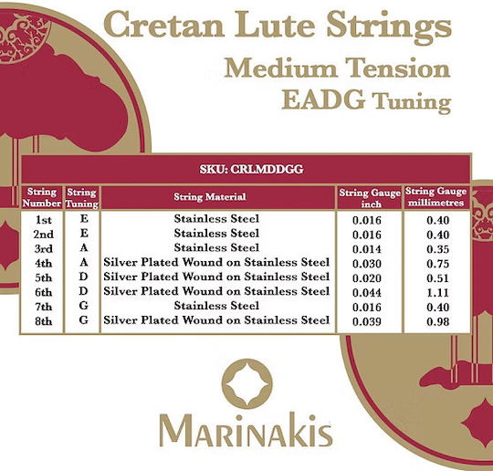 Marinakis Strings Χορδές Κρητικό Λαούτο Medium Θηλιά