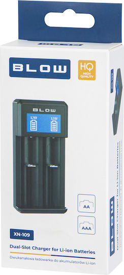 Blow USB Ladegerät 2 Batterien Li-Ion Größe AA/AAA/18650/21700/16340/26650/14500