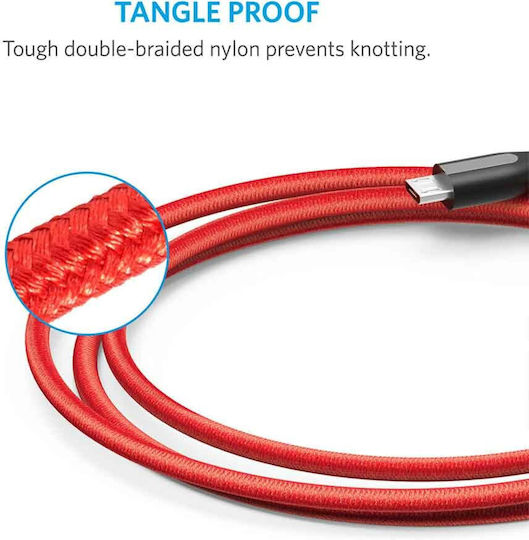 Anker PowerLine+ 1.8m Braided USB 2.0 to micro USB Cable Red (A8143H91)