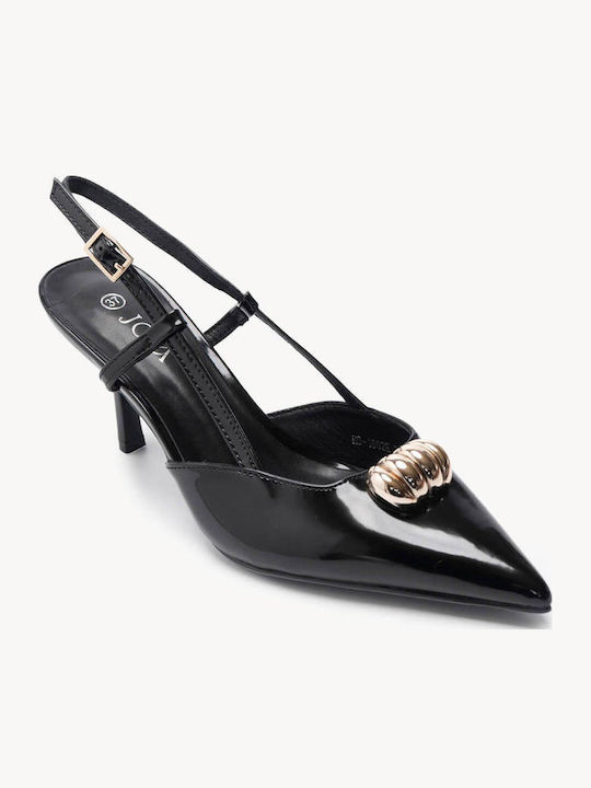 Schwarze Pumps Slingback Lackleder Optik