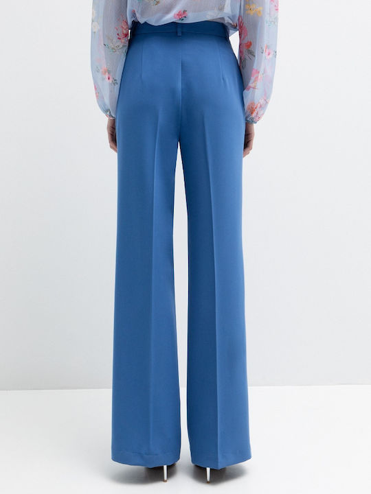 Women's Fabric Trousers Straight Line Blue