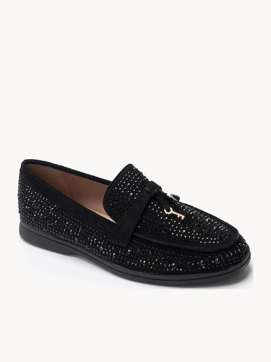 Schwarze Faulenzer mit Strass Dekorations