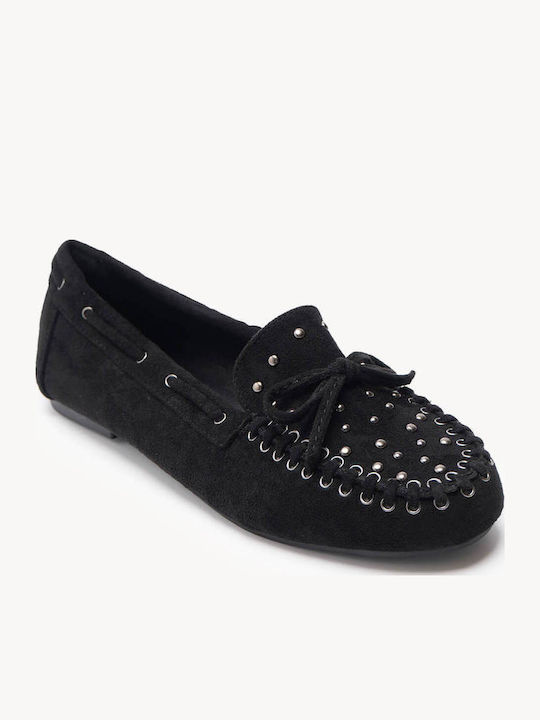 Μαύρα Suede Loafers Μεταλλικά Τρουκς