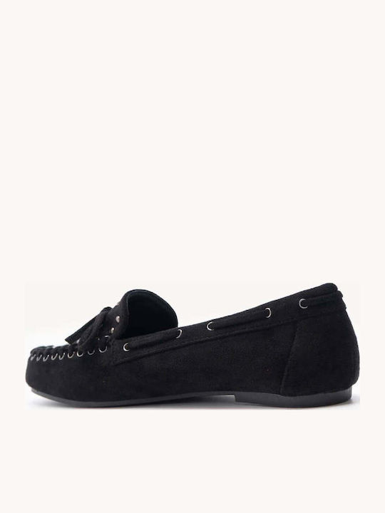 Μαύρα Suede Loafers Μεταλλικά Τρουκς