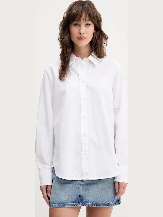 Women's Denim Long Sleeve Shirt White