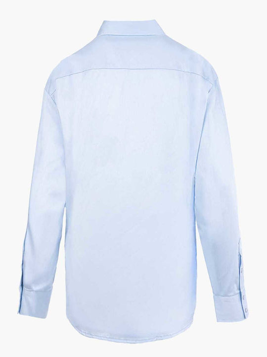 Langärmelig Damen Hemd Blue Blumen