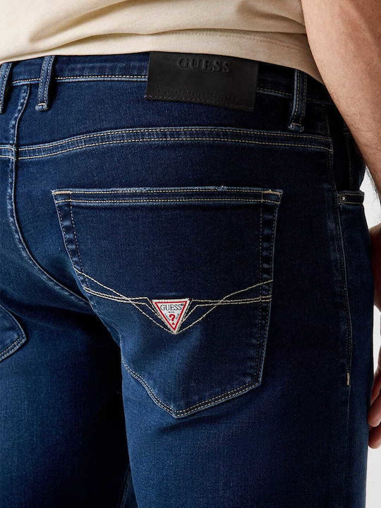 Ανδρικό Παντελόνι Τζιν με Slim Tapered Εφαρμογή Σκούρο Μπλε