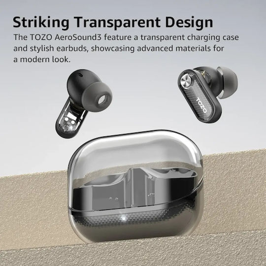Tozo AeroSound 3 Earbud / In-ear Bluetooth Handsfree Ακουστικά με Αντοχή στον Ιδρώτα και Θήκη Φόρτισης Μαύρα