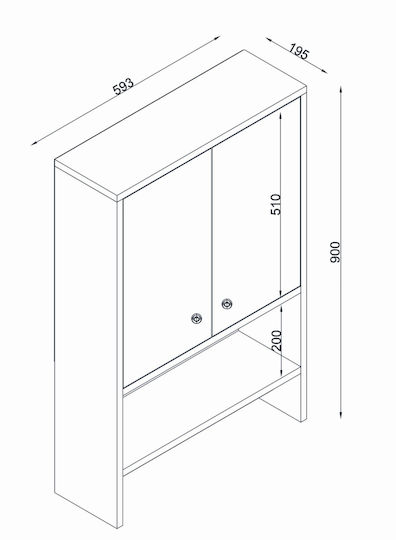 UnicUtil Ντουλάπι Μπάνιου 59x20x90cm Λευκό