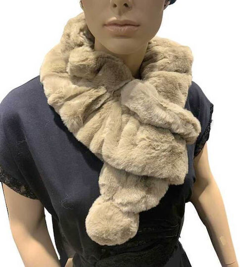 Set with Beanie Knitted in Beige color
