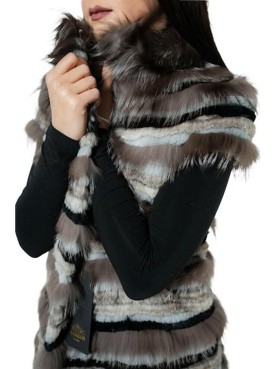 Women's Sleeveless Short Fur Gray