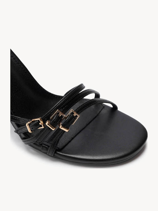 Sandale Elegante Damă Negre Cu Elemente Metalice Decorative Înaltă