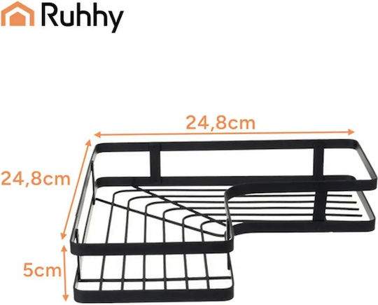Ruhhy Corner Wall Mounted Bathroom Shelf Metallic Black
