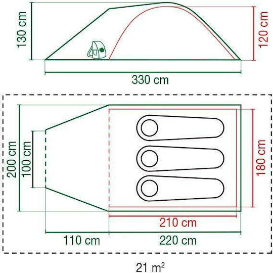 Coleman Darwin 3 Plus Camping Tent Tunnel Green 4 Seasons for 3 People 320x180x180cm