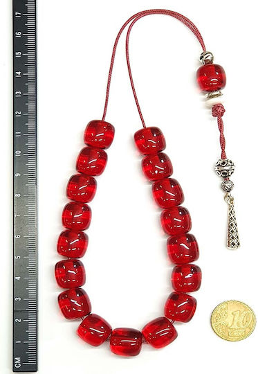 Roloi Komboloi Resin Worry Beads with 17 Beads Red 32cm