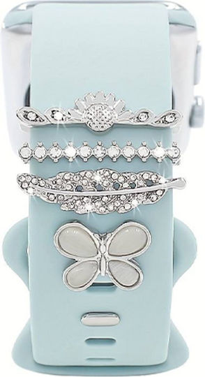Strap Jewellery Ring + Charm Butterfly Set Silver Oem