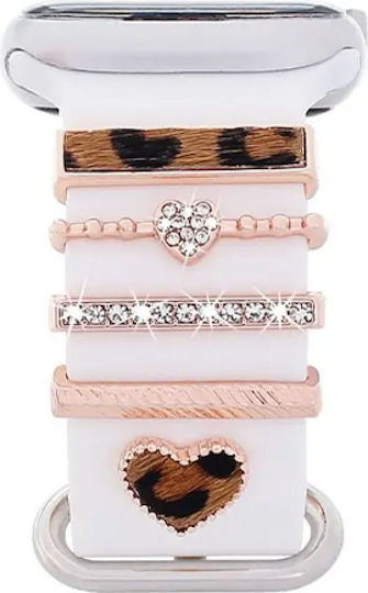 Strap Jewellery Ring + Charm Heart Set Leopard Oem