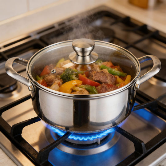 Cheffinger 28cm 8l Pot Non-stick Honeycomb Coating Lid Silver