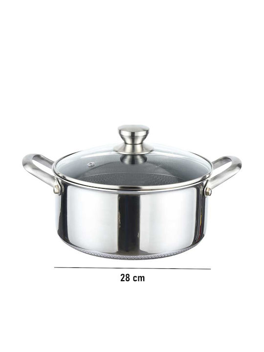 Cheffinger 28cm 8l Pot Non-stick Honeycomb Coating Lid Silver
